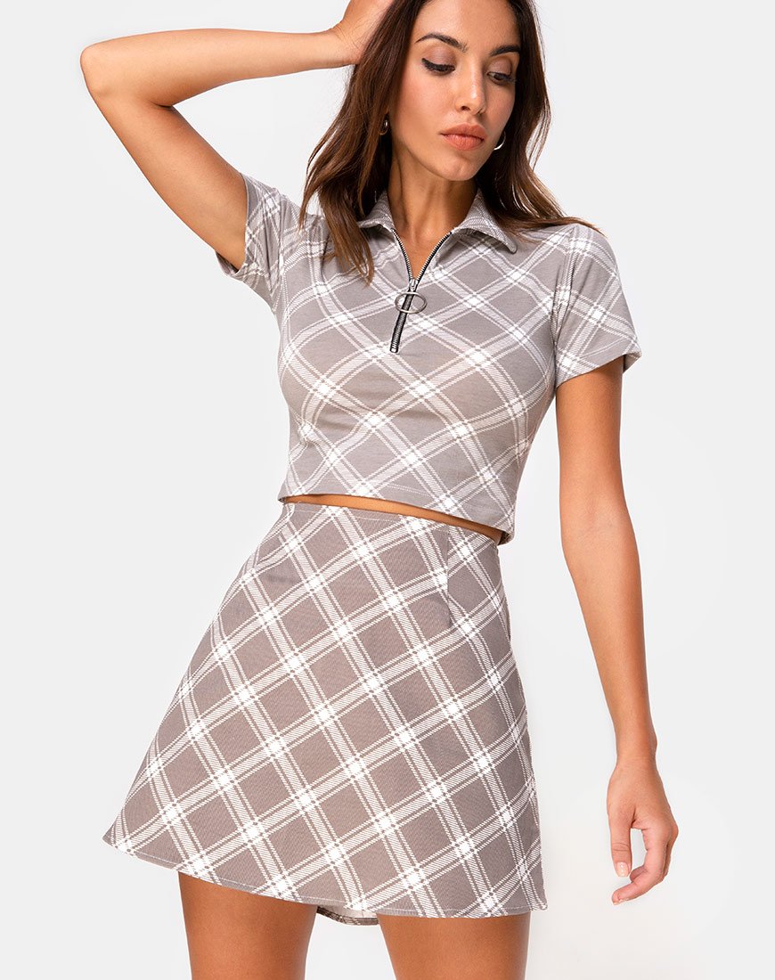 Jupe Annie, Grunge Check Taupe