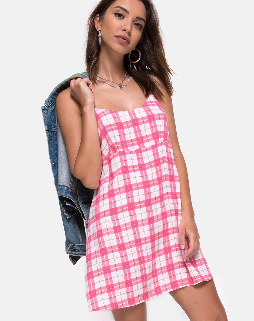 Image de Anoma Slip Dress in Picnic Check Pink