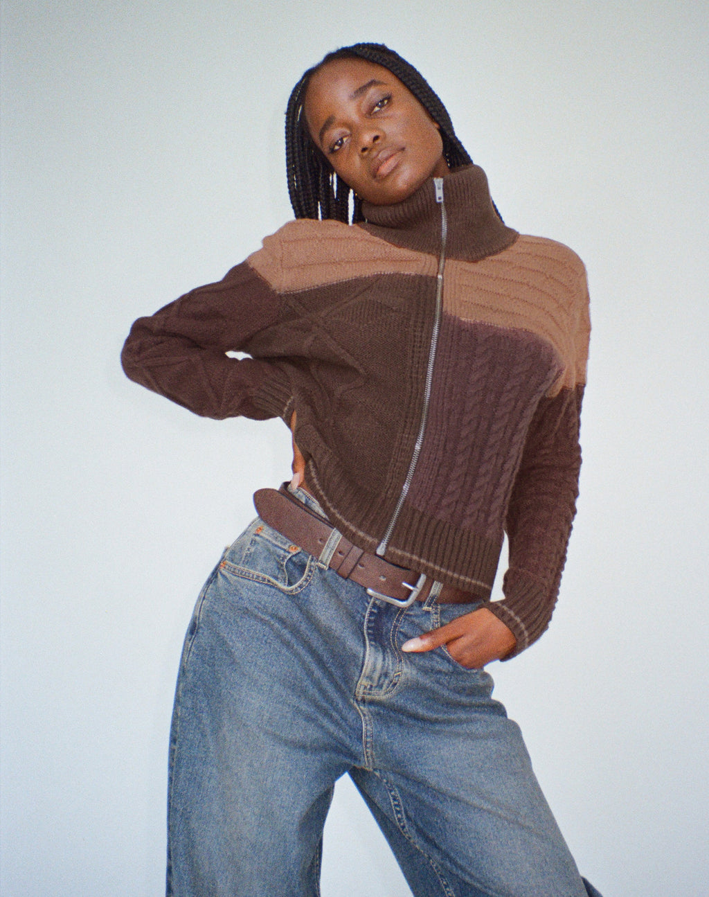 Veste en maille Arelius, marron ton sur ton