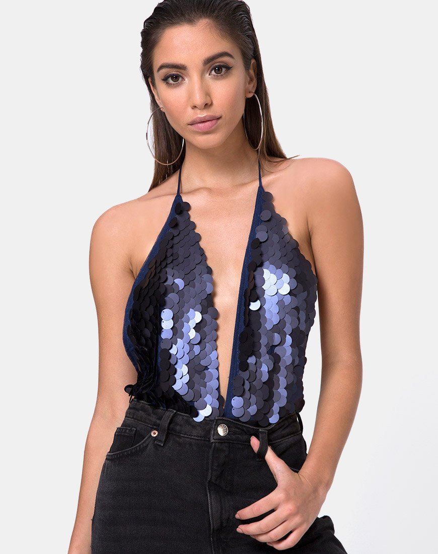 Bodice Ariel en écaille de poisson Dis Sequin Midnight