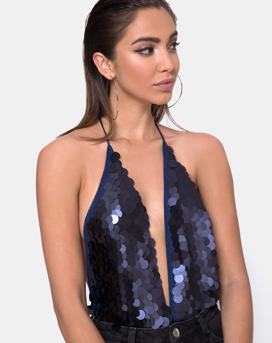Bodice Ariel en écaille de poisson Dis Sequin Midnight