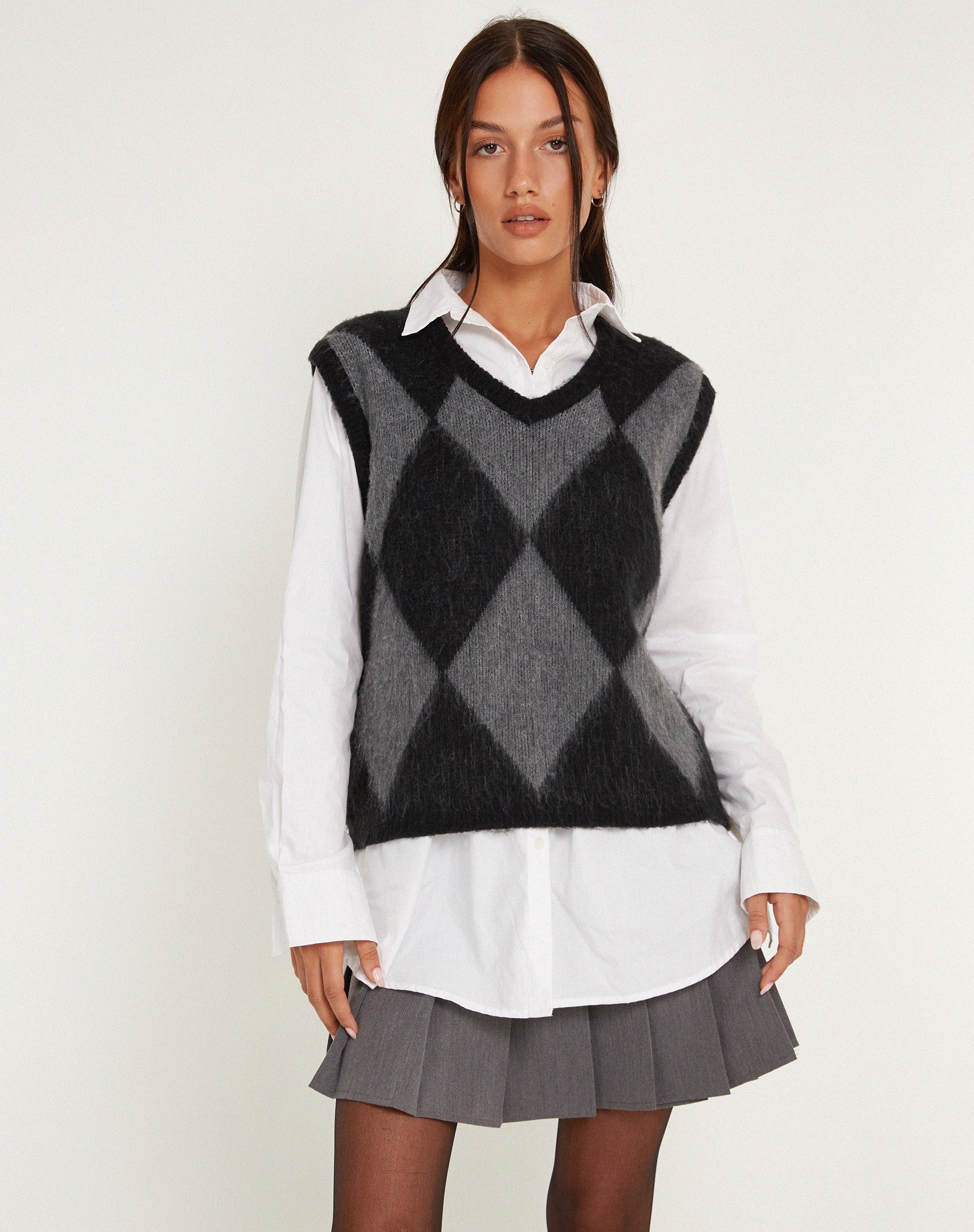 Image du gilet Arisa en gris et noir Harlequin
