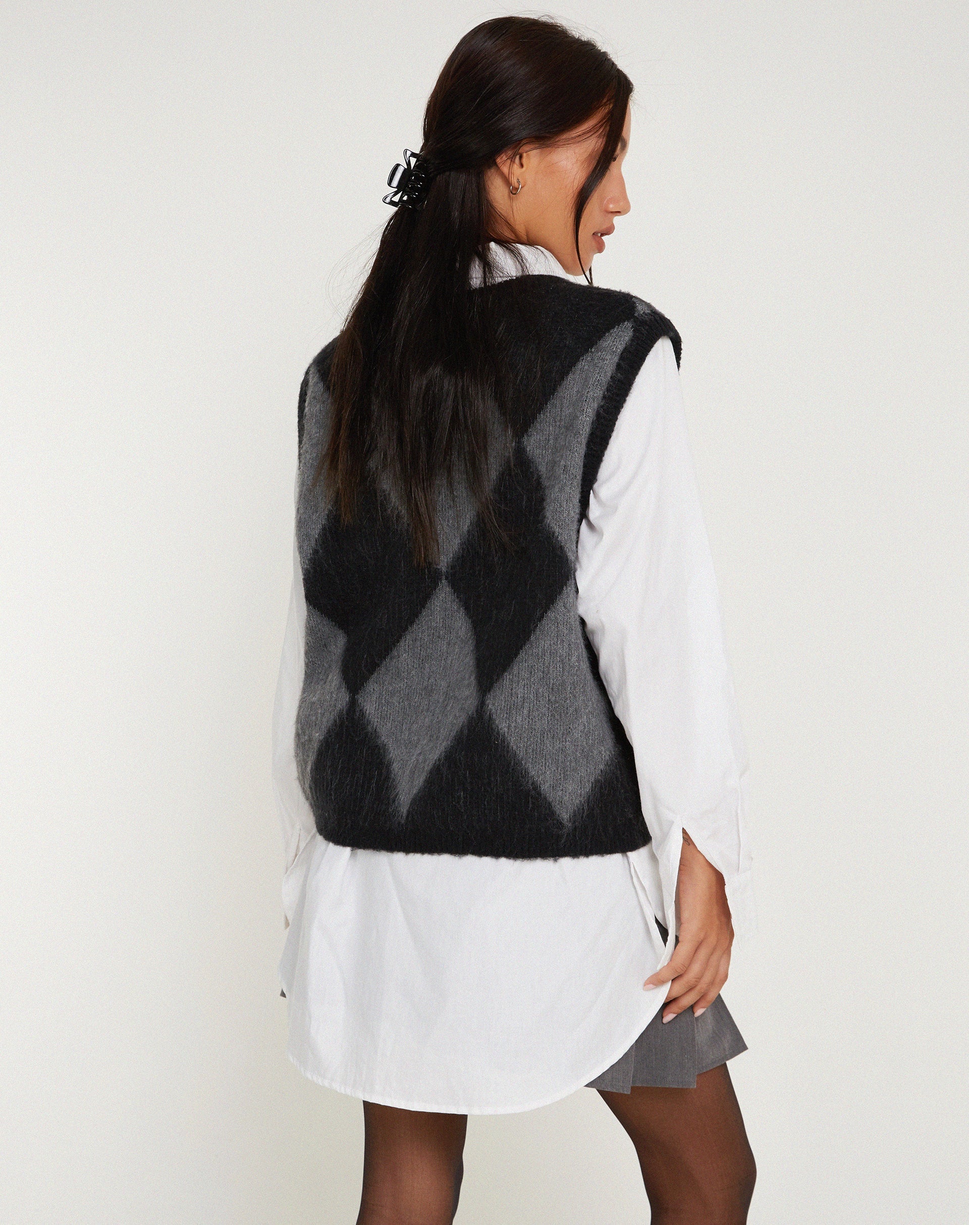 Image du gilet Arisa en gris et noir Harlequin
