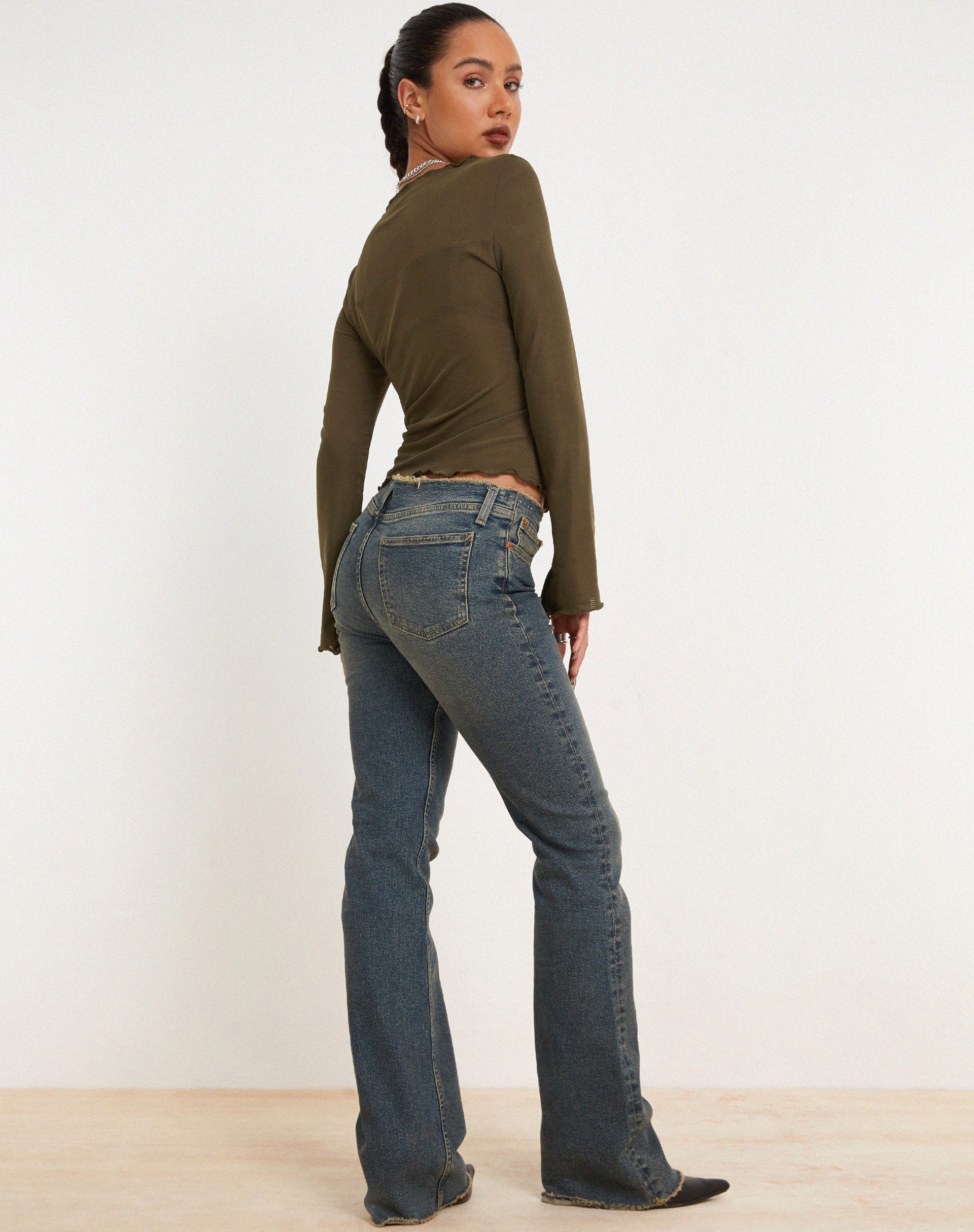 Image de Armina Mesh Long Sleeve Top in Green Leaf
