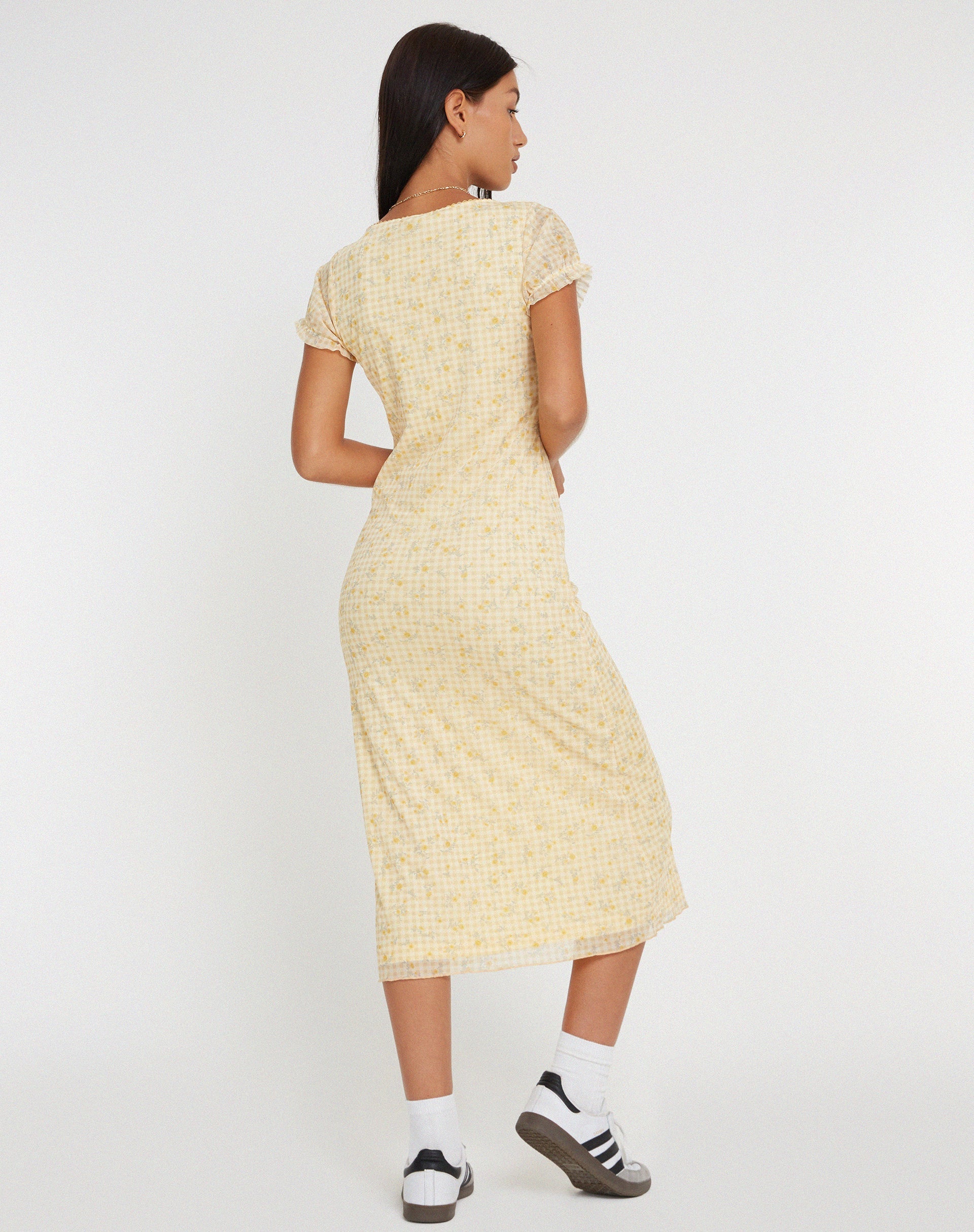 Image de Aroha Midi Dress in Gingham Floral Yellow