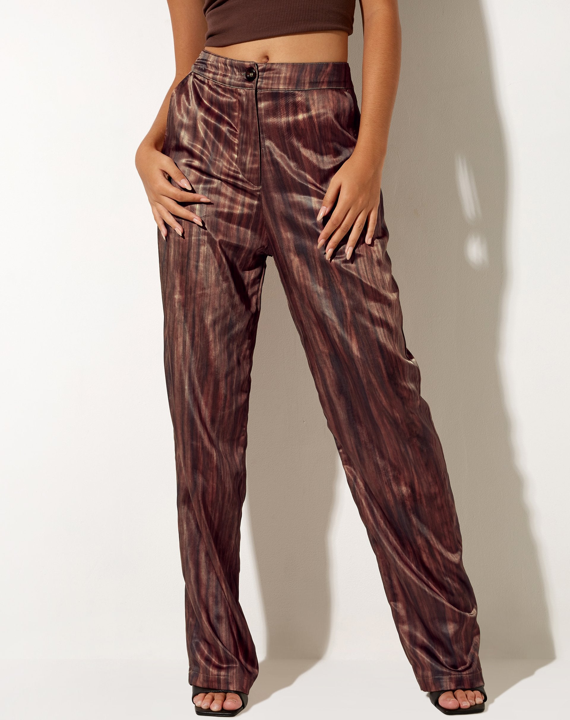 Image de Arsala Trouser in Satin Marble Cocoa