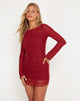 Image de Mini robe à manches longues Aspen en maille bourgogne