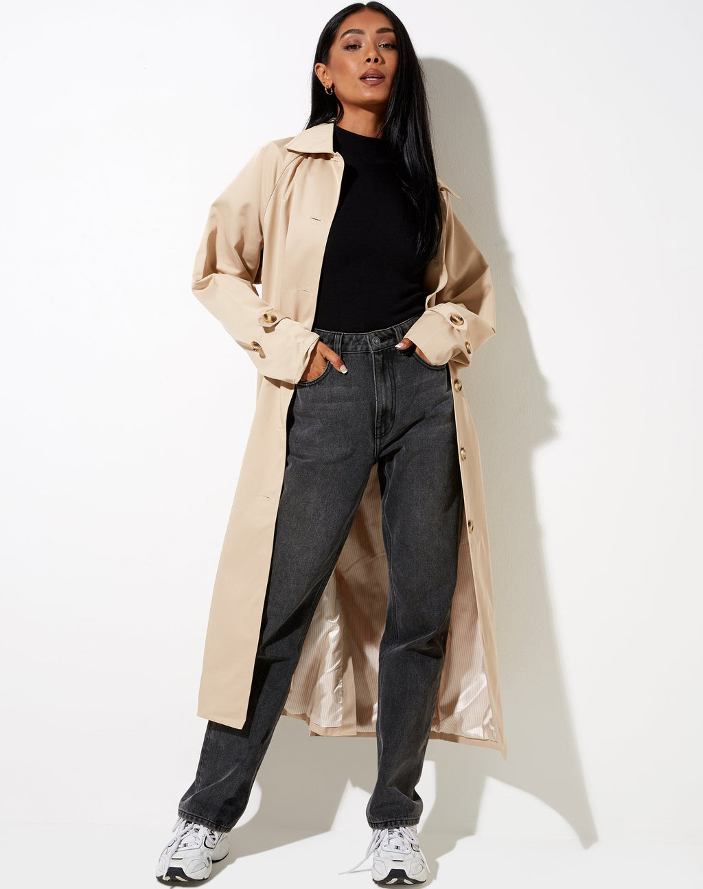 Assa Trench Coat en beige avec doublure à rayures