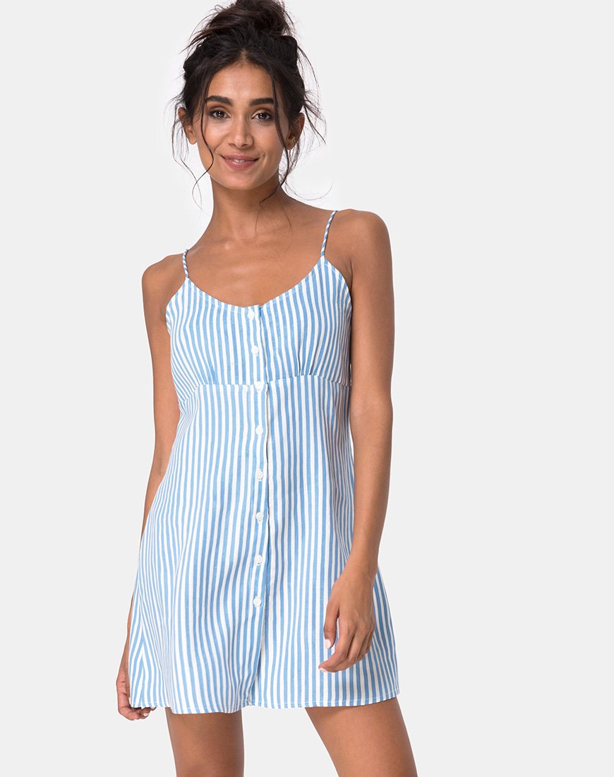 Image de Auvaly Slip Dress in Basic Stripe Blue and White