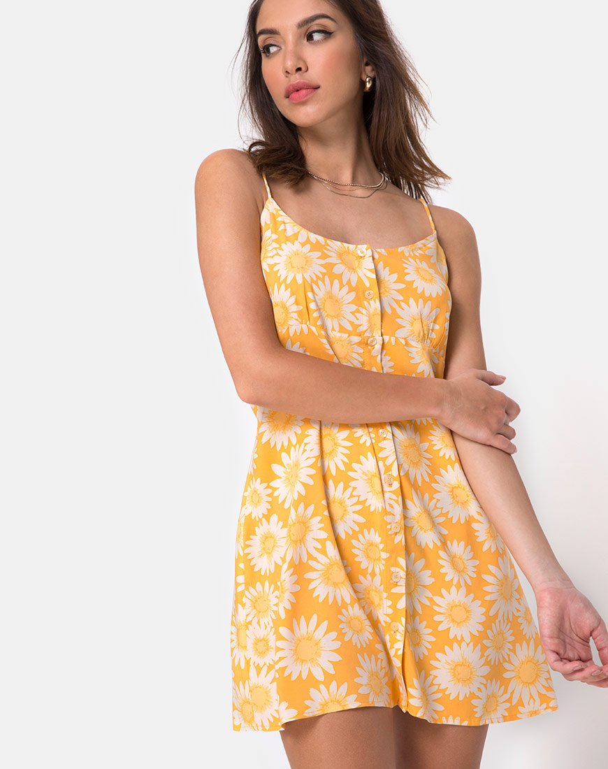 Auvaly Slip Dress, Sunkissed Floral Yellow