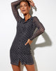 Image de Avaya Dress in Mesh Diagonal Dogtooth Black and Tan