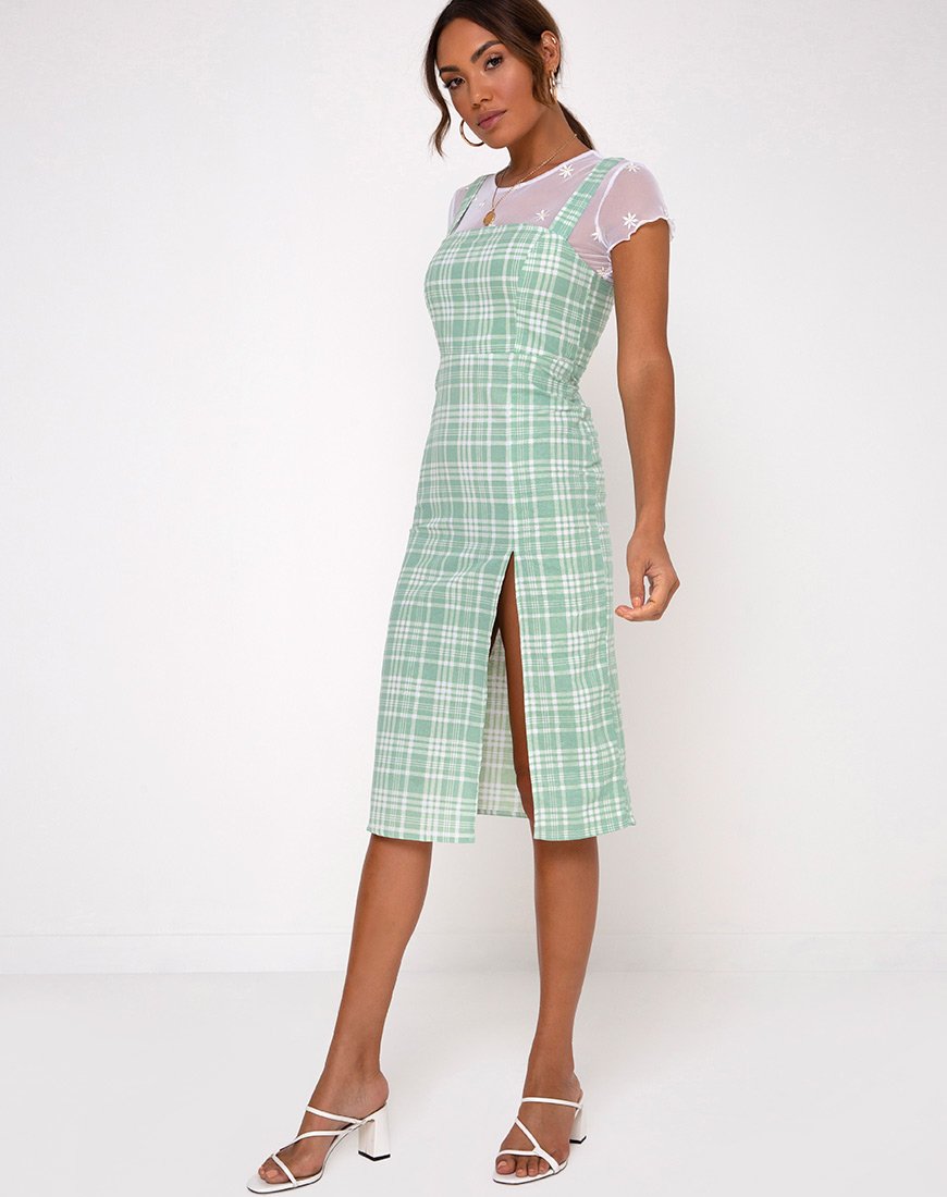Ayuka Midi Dress in Table Cloth Neo Mint (Robe midi en nappe)