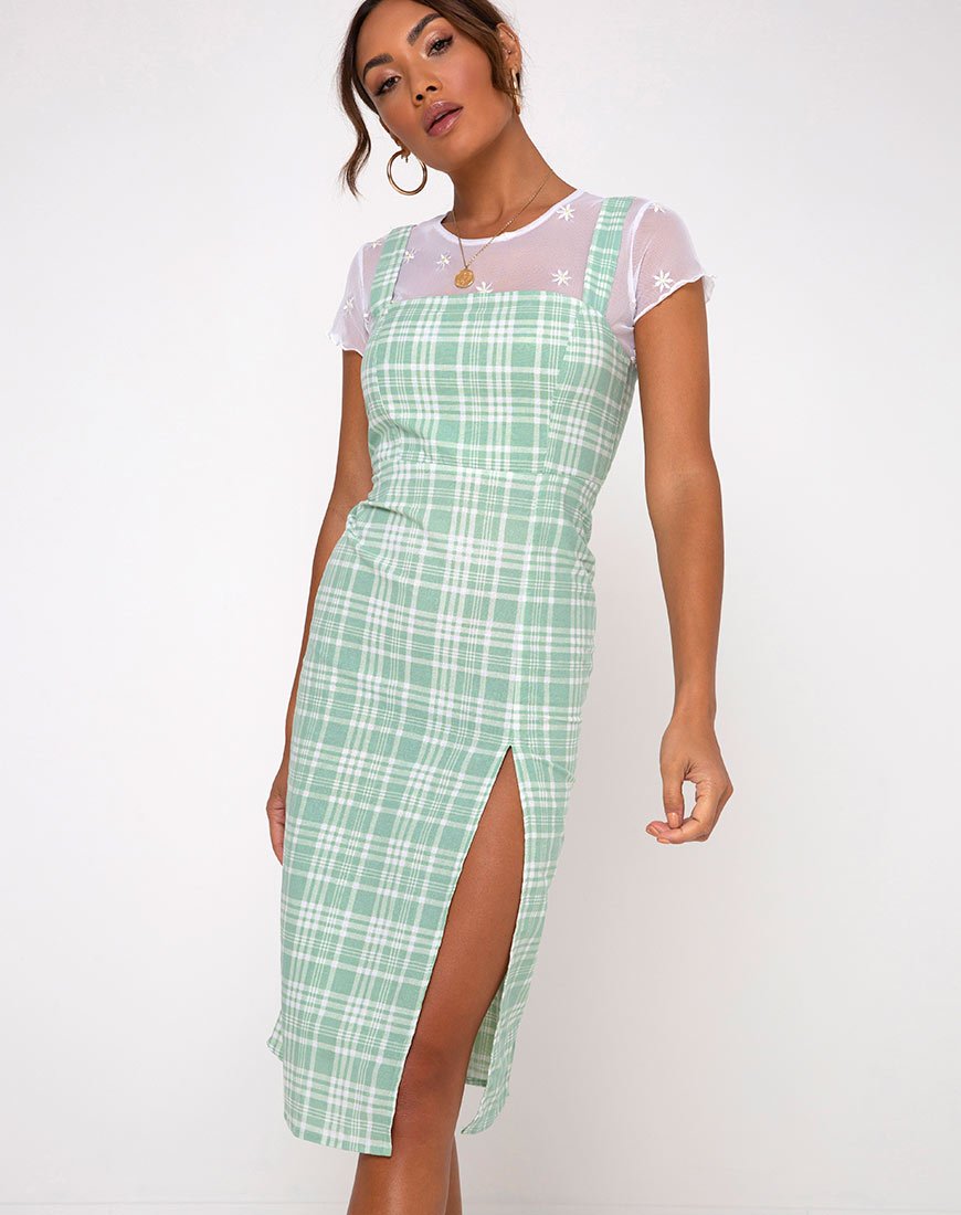 Ayuka Midi Dress in Table Cloth Neo Mint (Robe midi en nappe)