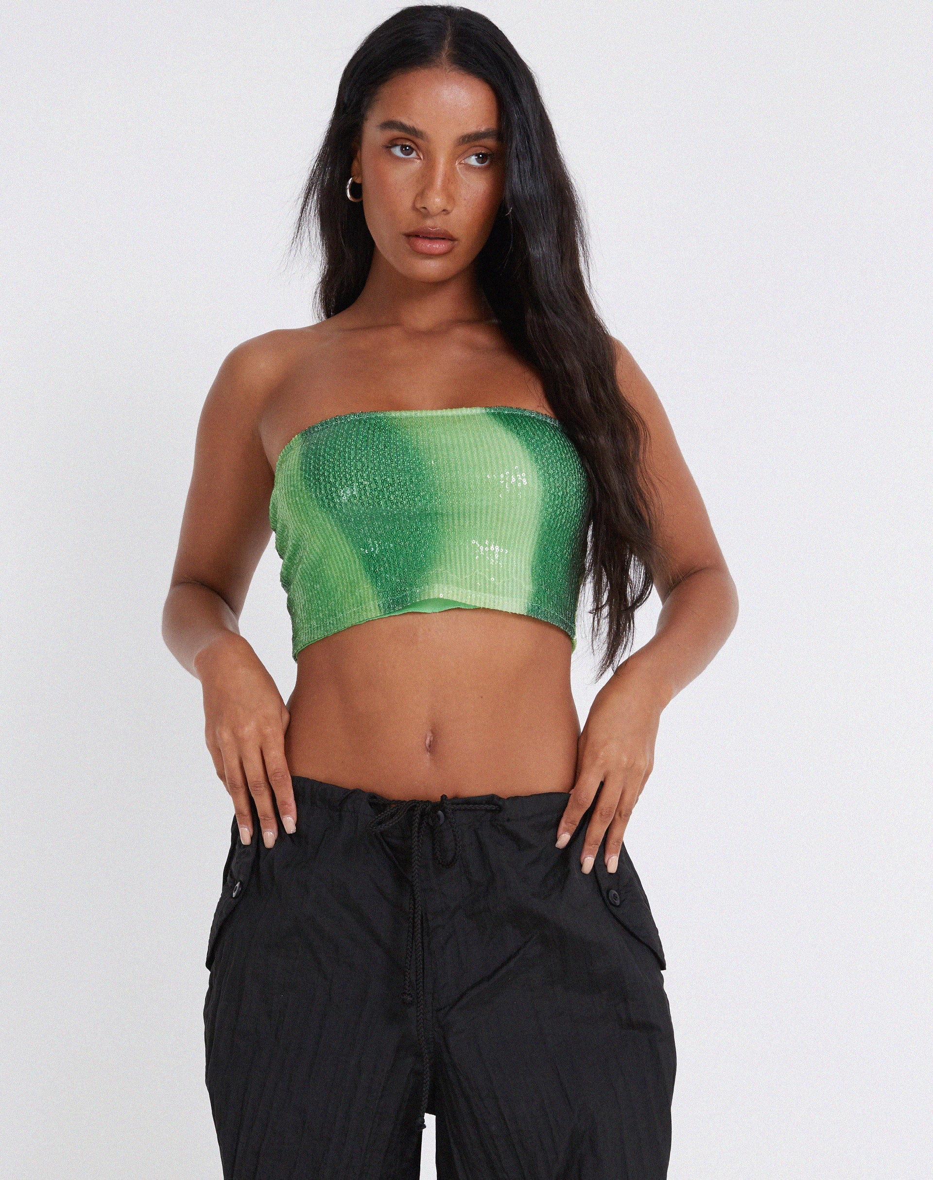 image de Bandira Bandeau Top in Sequin Solarized Green