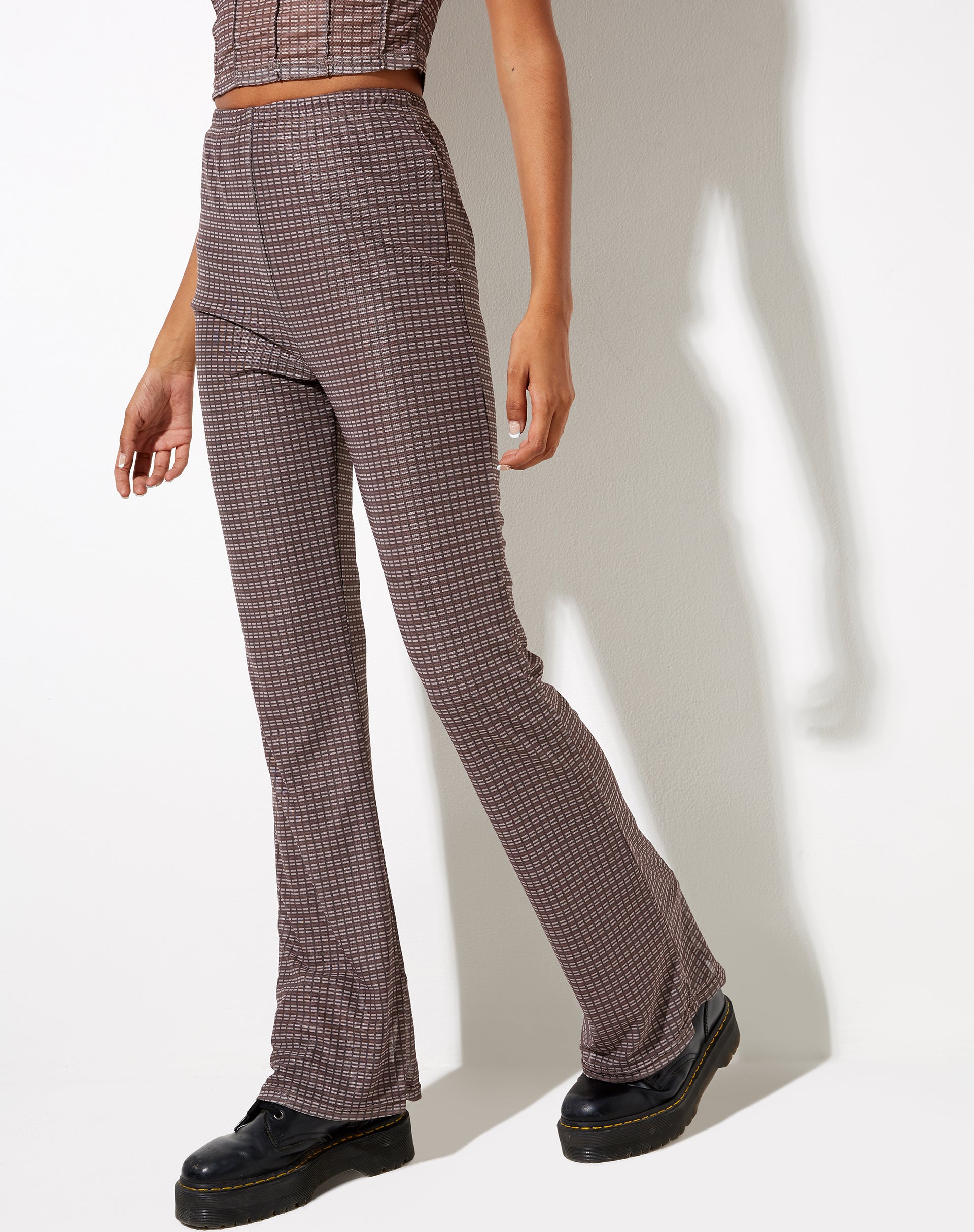 Image de Herly Pantalon évasé avec doublure en Mini Check Chocolat