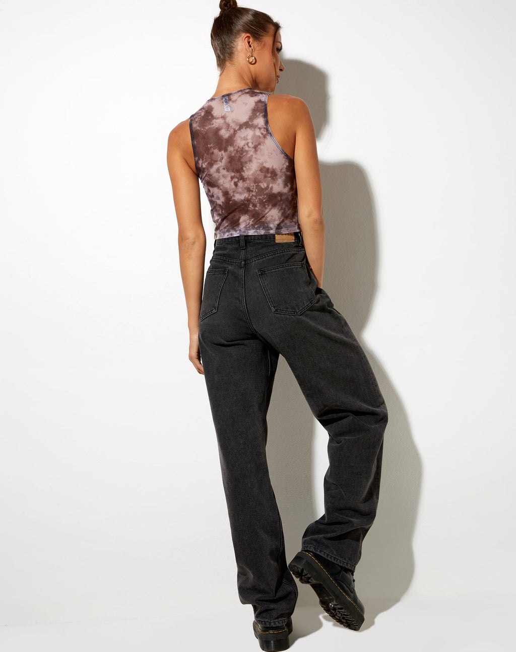 Top Barika en maille fumée noir gris