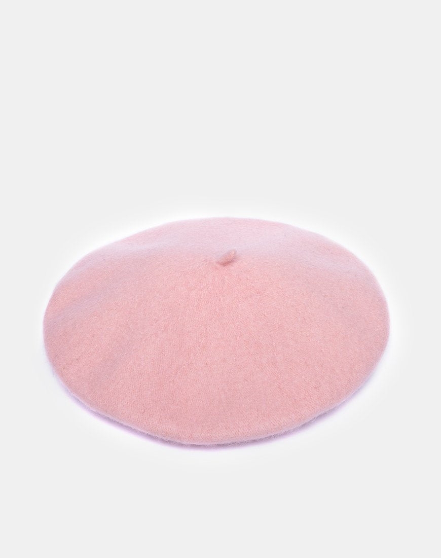 Image du chapeau béret en laine rose bébé