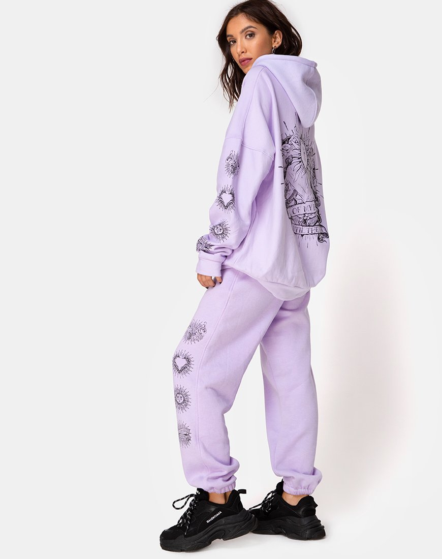 Sweat à capuche oversize en lilas 'All Of My Bones' (Tous mes os)