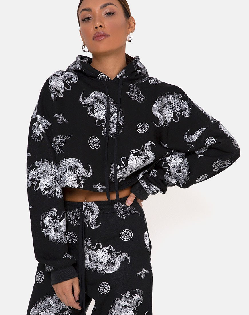 Roky Cropped Hoody en Dragon Black