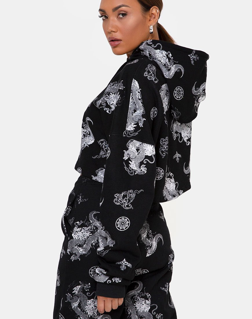 Roky Cropped Hoody en Dragon Black