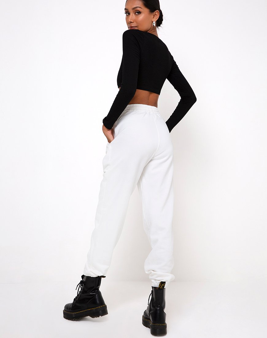Image de Basta Jogger en blanc avec broderie d'ange Noir