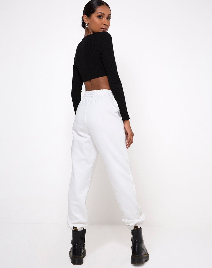Image de Basta Jogger en blanc avec broderie d'ange Noir