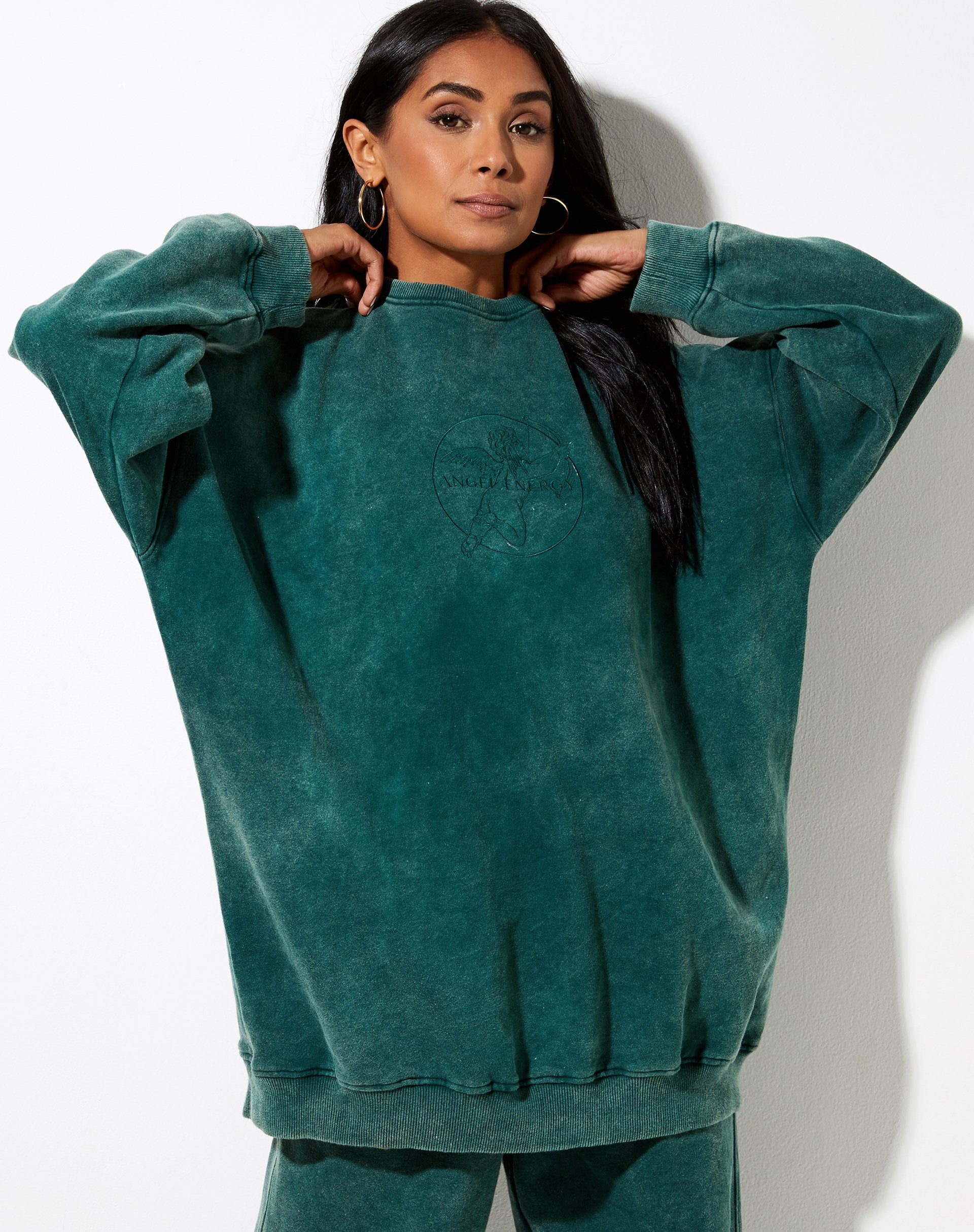 Image de Glo Sweatshirt en vert lavé Angel Energy Cherub Embro