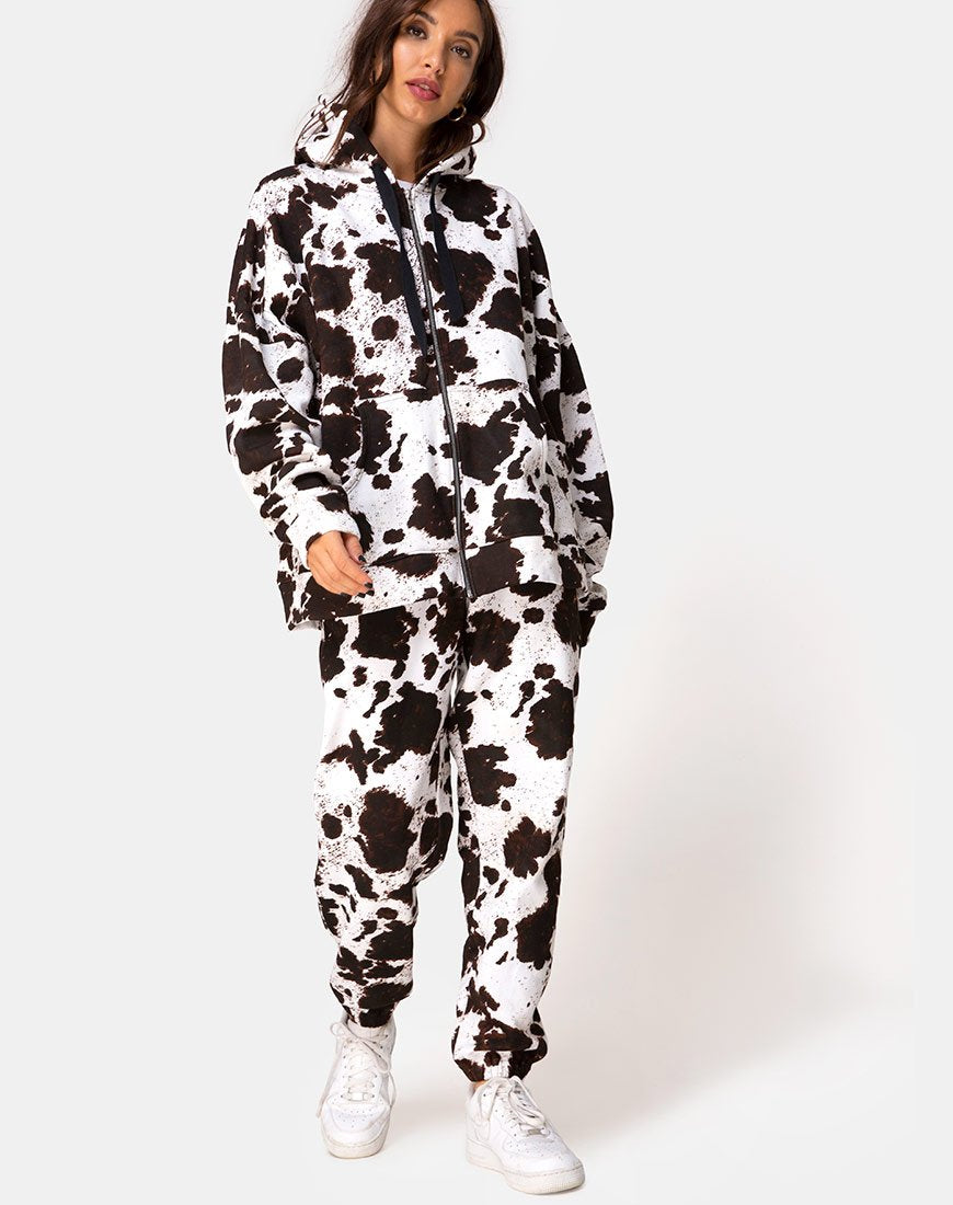 Image de Hollack Zip Hoody in Cow Hide Brown/White