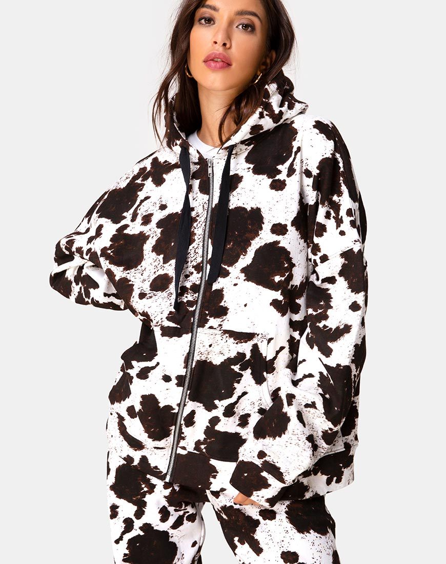 Image de Hollack Zip Hoody in Cow Hide Brown/White