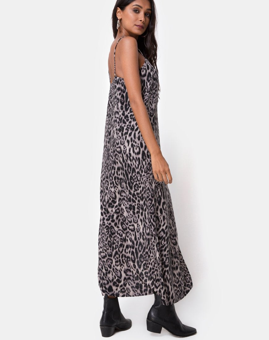 Robe longue Batis en gris léopard