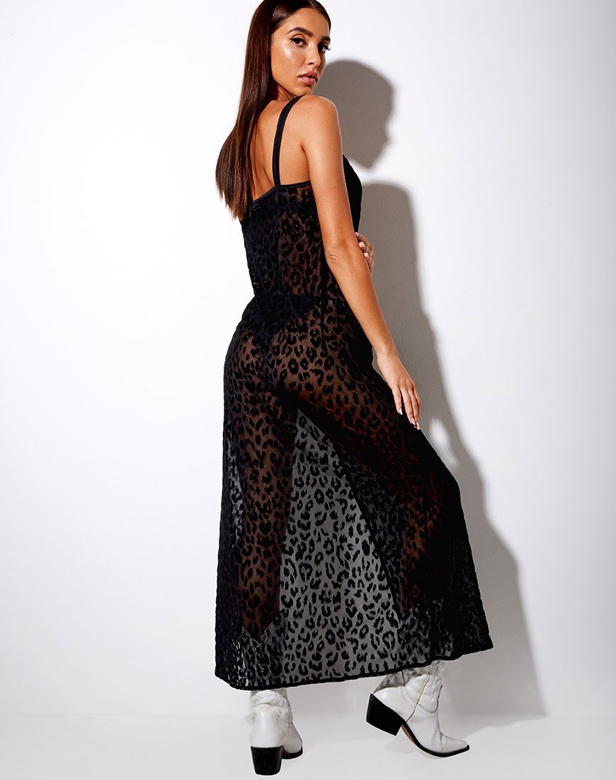 Image de Batis Maxi Dress in Animal Black Net