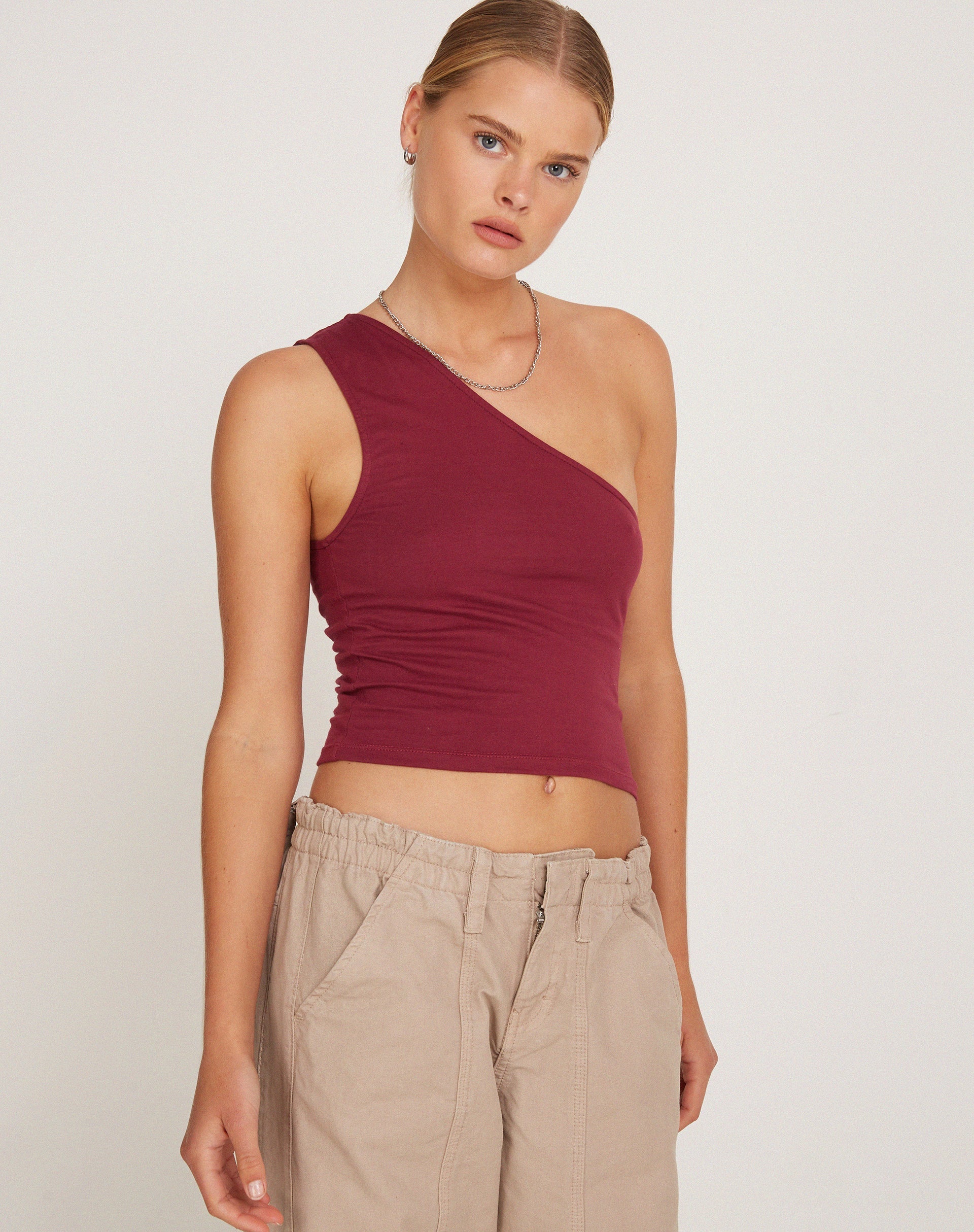 Image de Bay One Shoulder Top in Plum