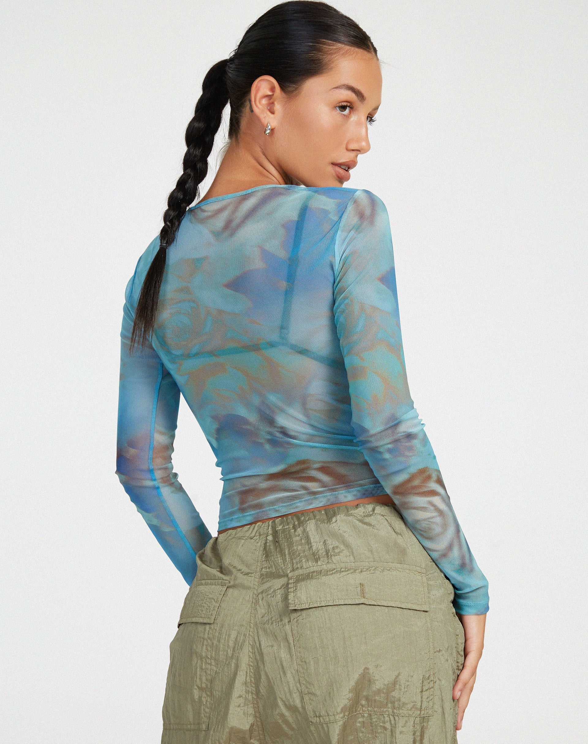 image de Elijah Crop Top in Digi Petal Blue