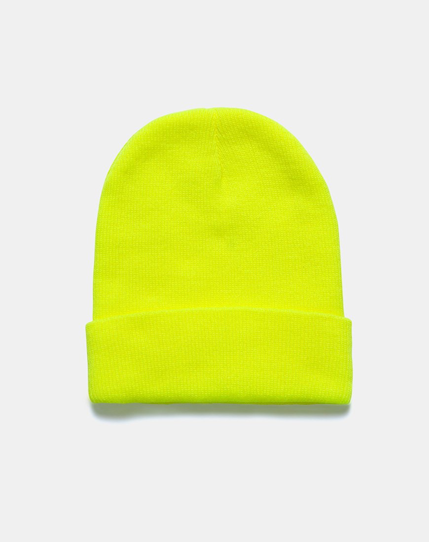 Image de Beanie Hat in Highlighter Yellow (Chapeau bonnet jaune)