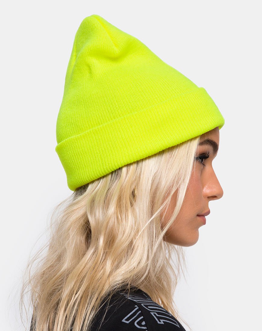 Image de Beanie Hat in Highlighter Yellow (Chapeau bonnet jaune)