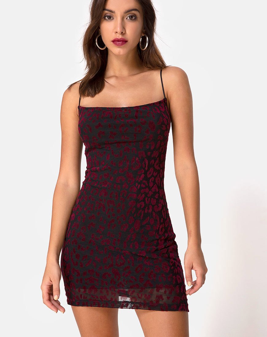 Robe Becky en filet léopard rouge
