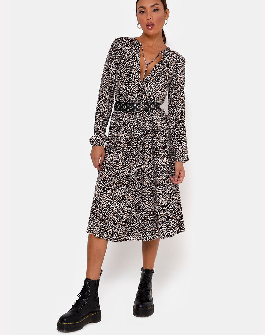 Image de Bello Midi Dress in Rar Leopard Brown