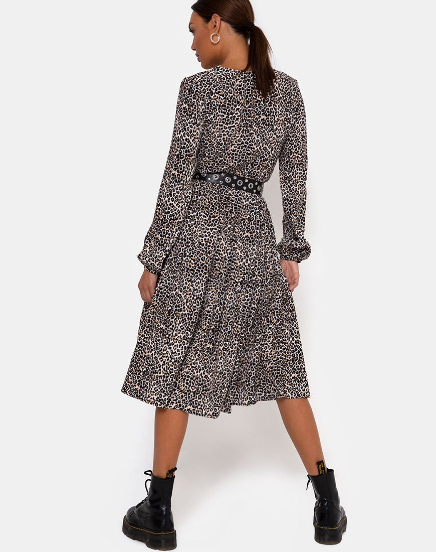 Image de Bello Midi Dress in Rar Leopard Brown