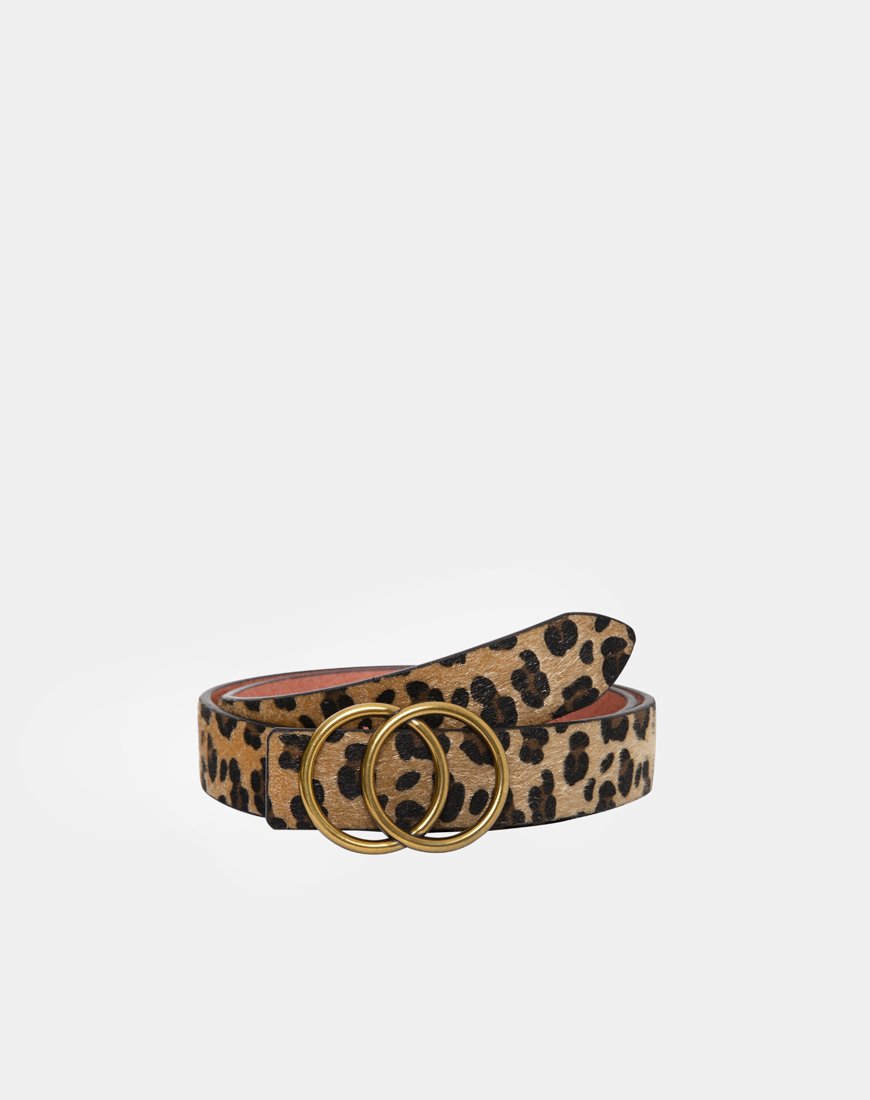 Ceinture en cuir léopard avec boucle ronde