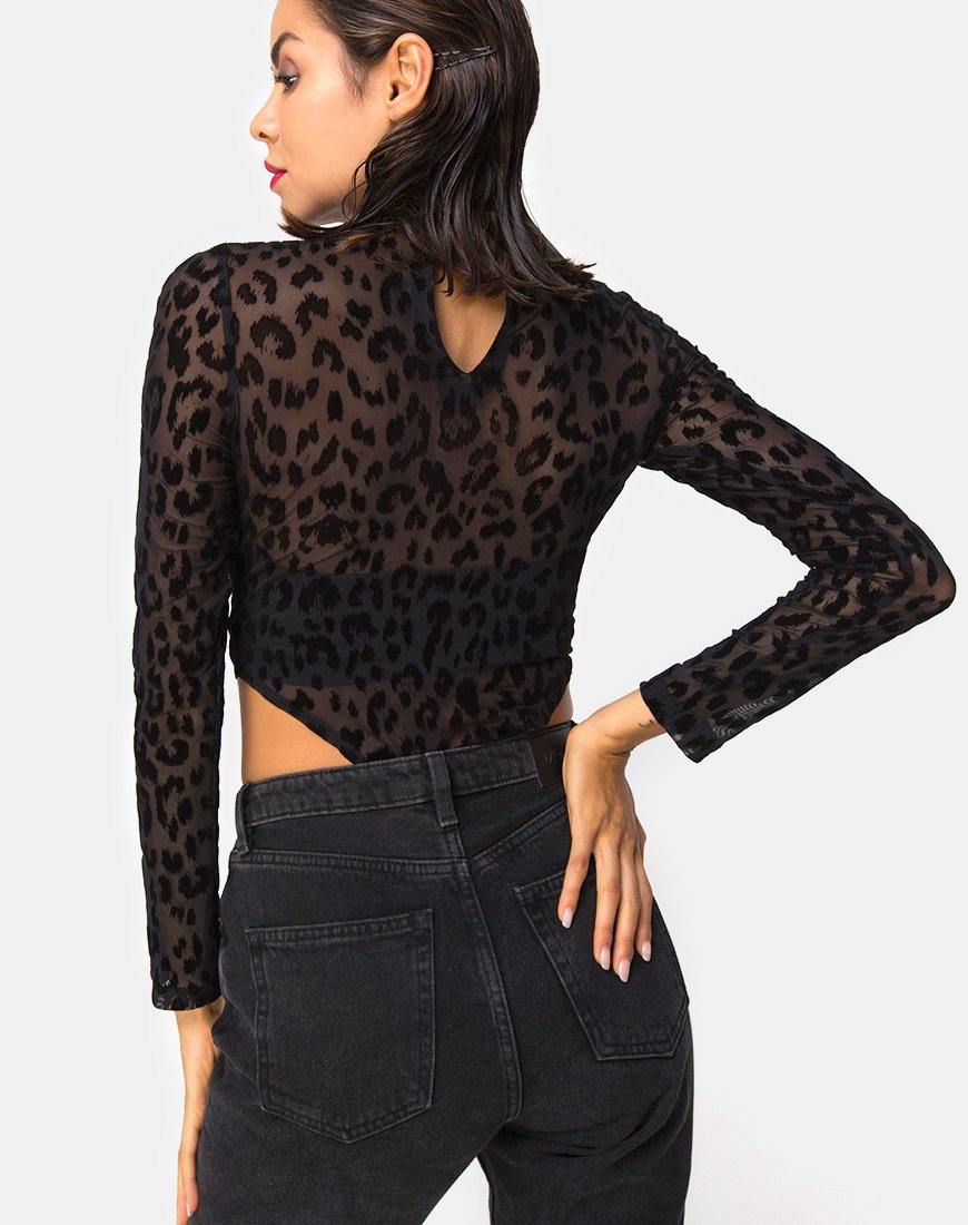 Image de Berani Highneck Bodice in Animal Black Net