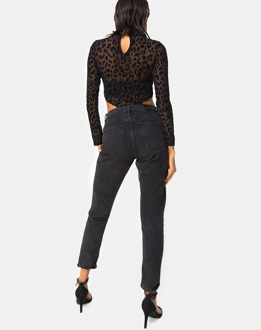 Image de Berani Highneck Bodice in Animal Black Net