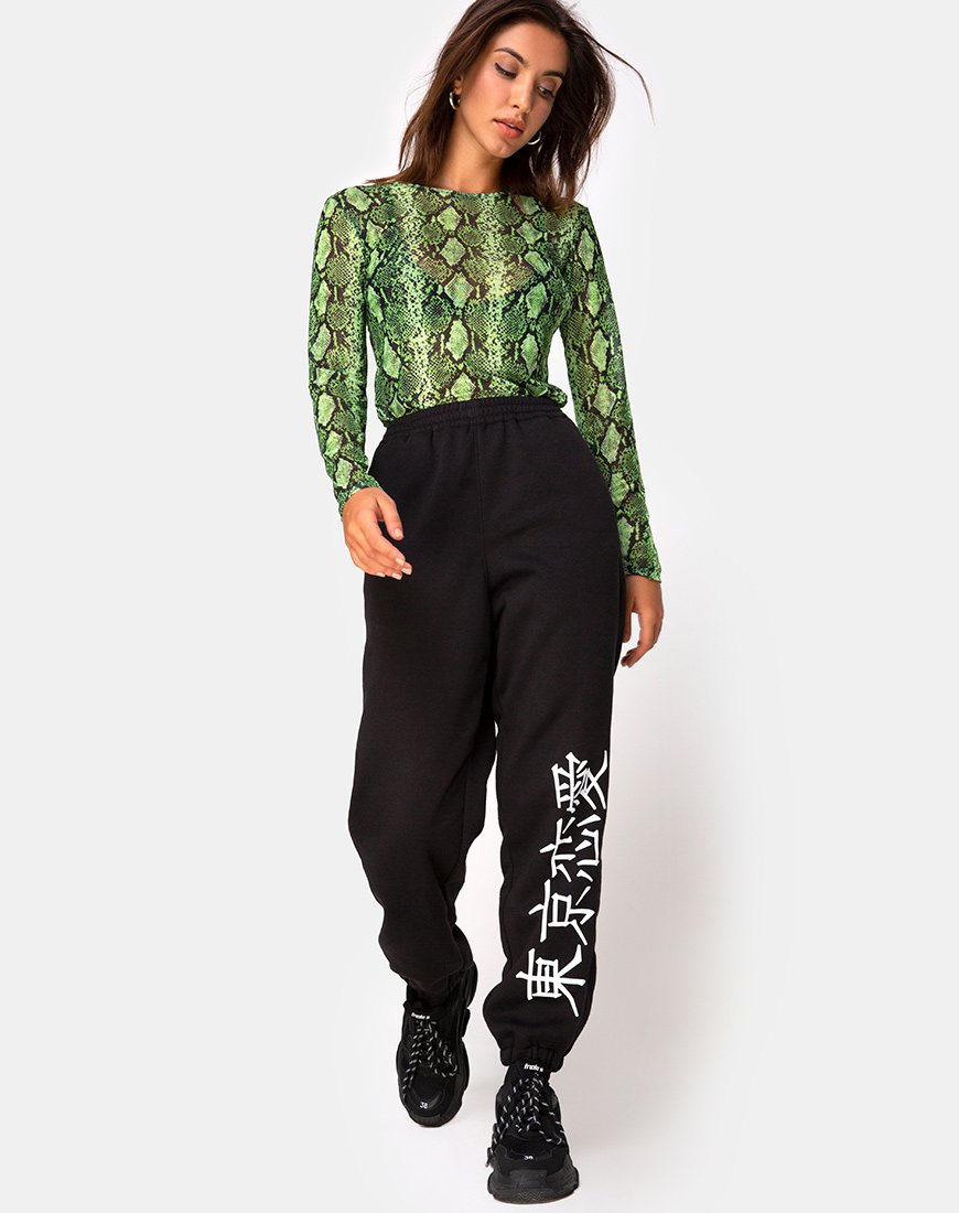 Image de Betina Bodice in Slime Lime Snake Mesh