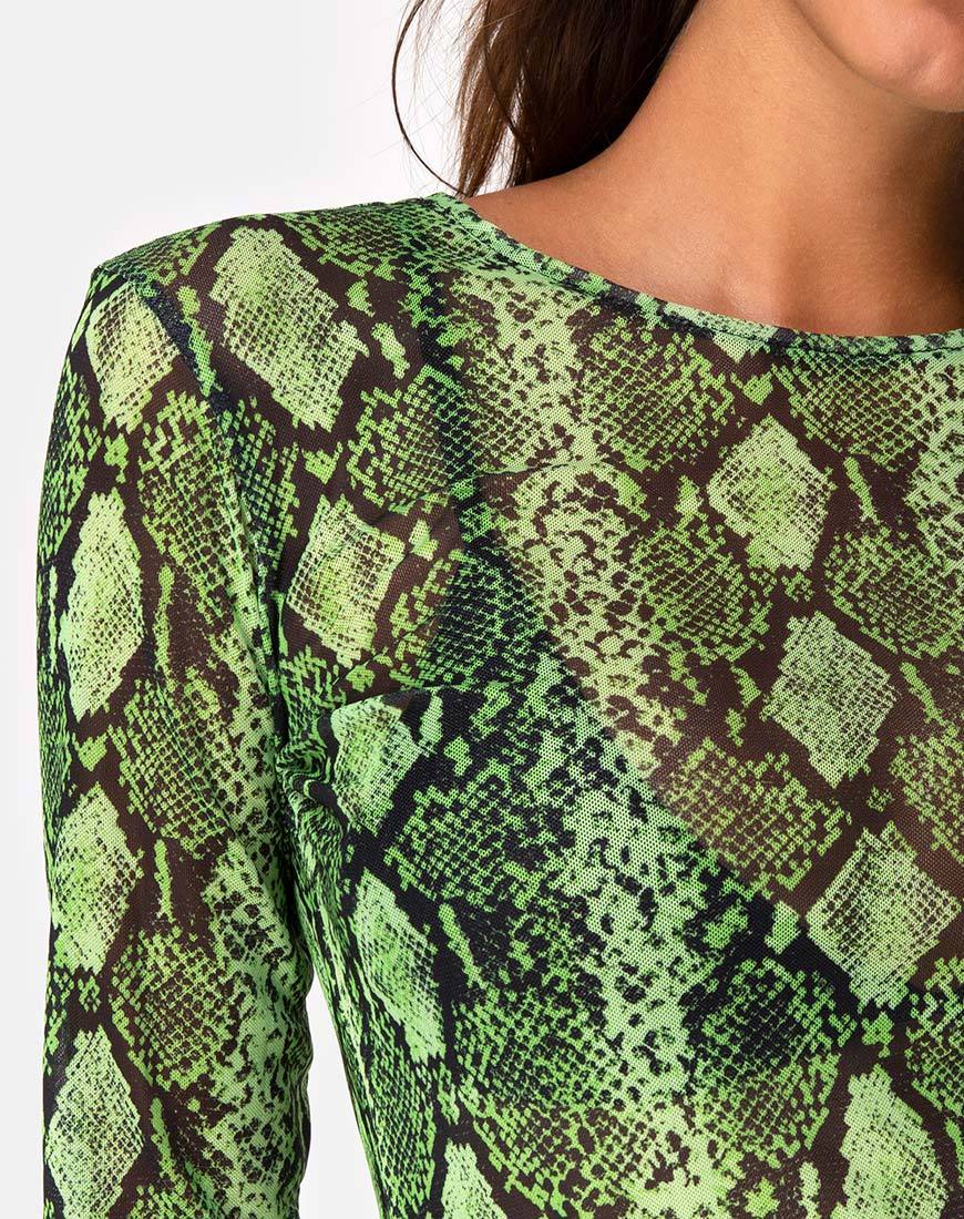 Image de Betina Bodice in Slime Lime Snake Mesh