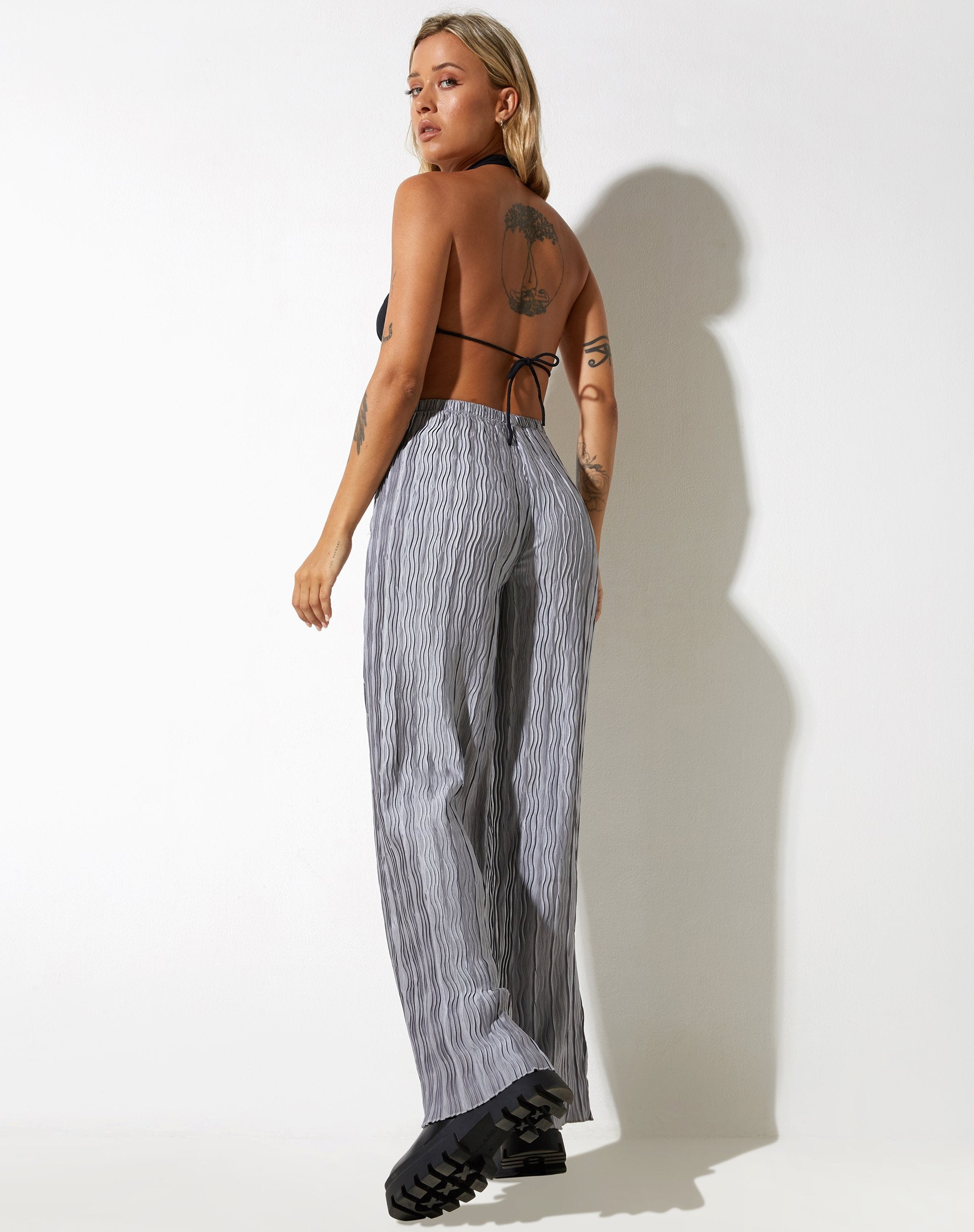 IMAGE DU Pantalon Bian en argent froissé
