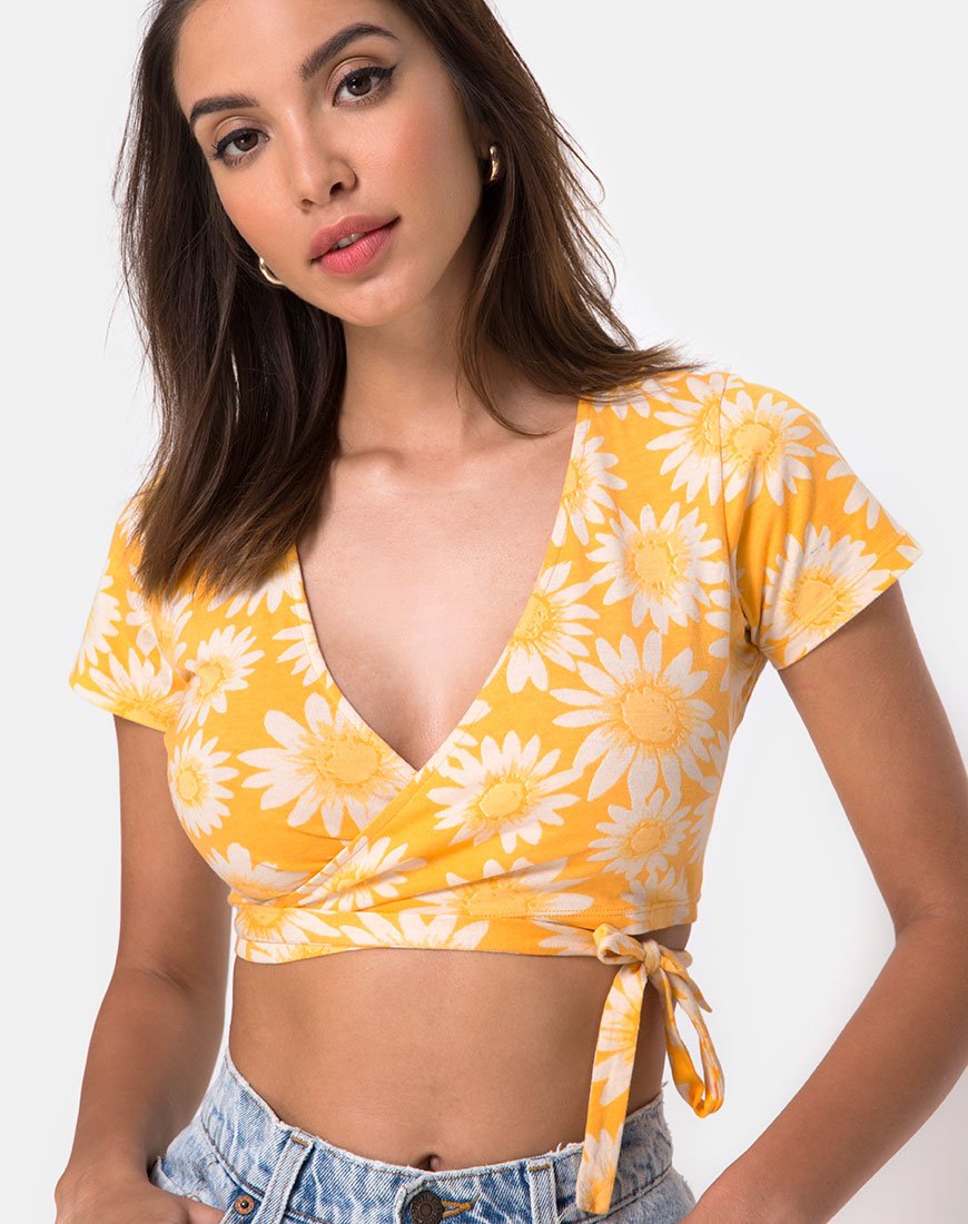 Image de Biaz Wrap Crop in Sunkissed Floral Yellow