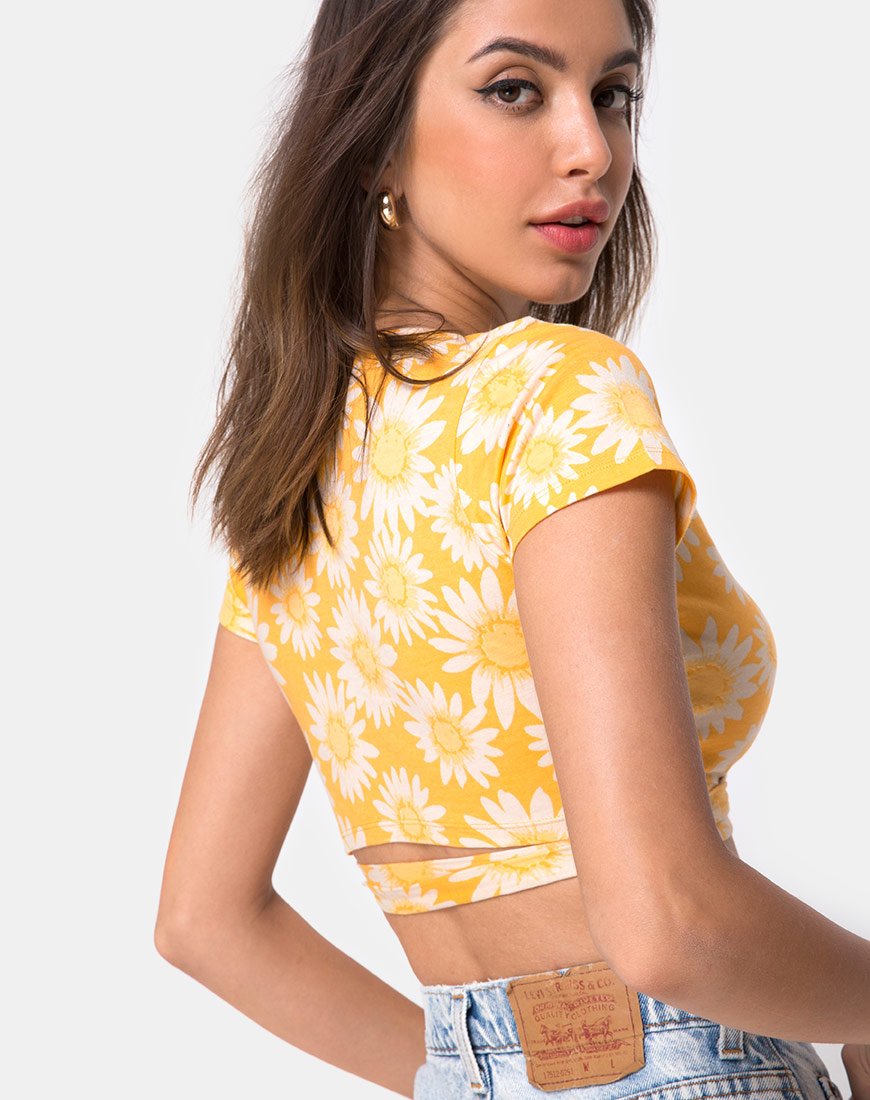 Image de Biaz Wrap Crop in Sunkissed Floral Yellow