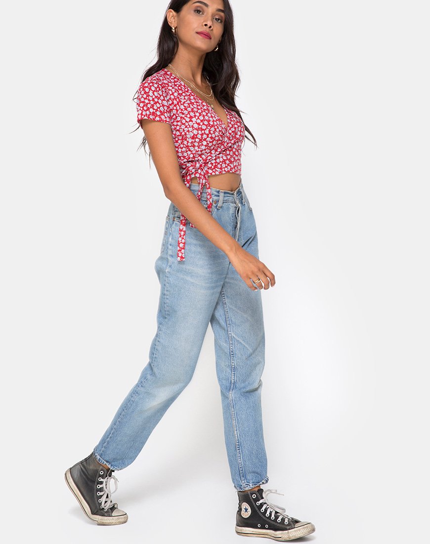 Image de Bilen Top en Ditsy Rose Red and Silver