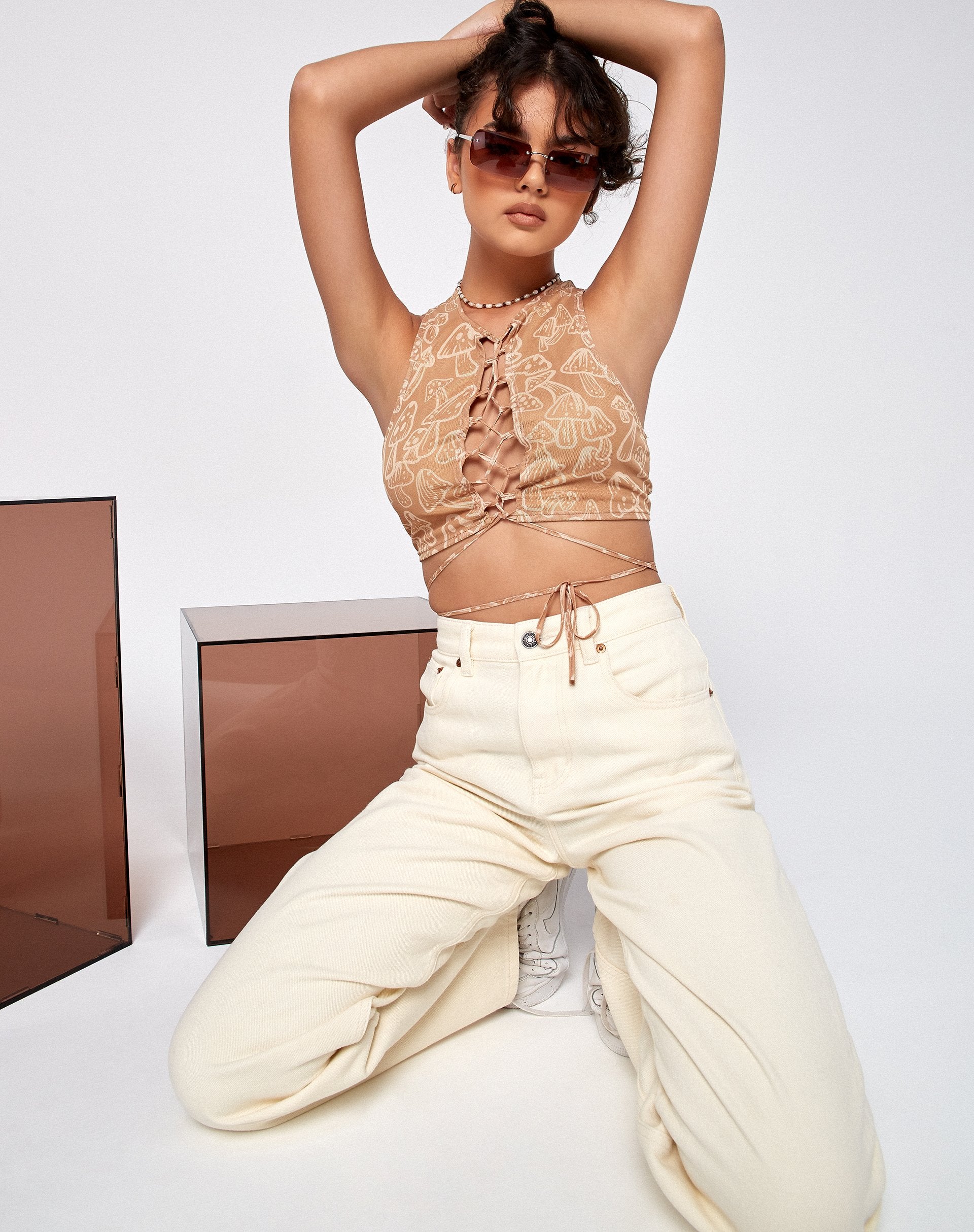 Image de Bima Crop Top in Tan Mushroom