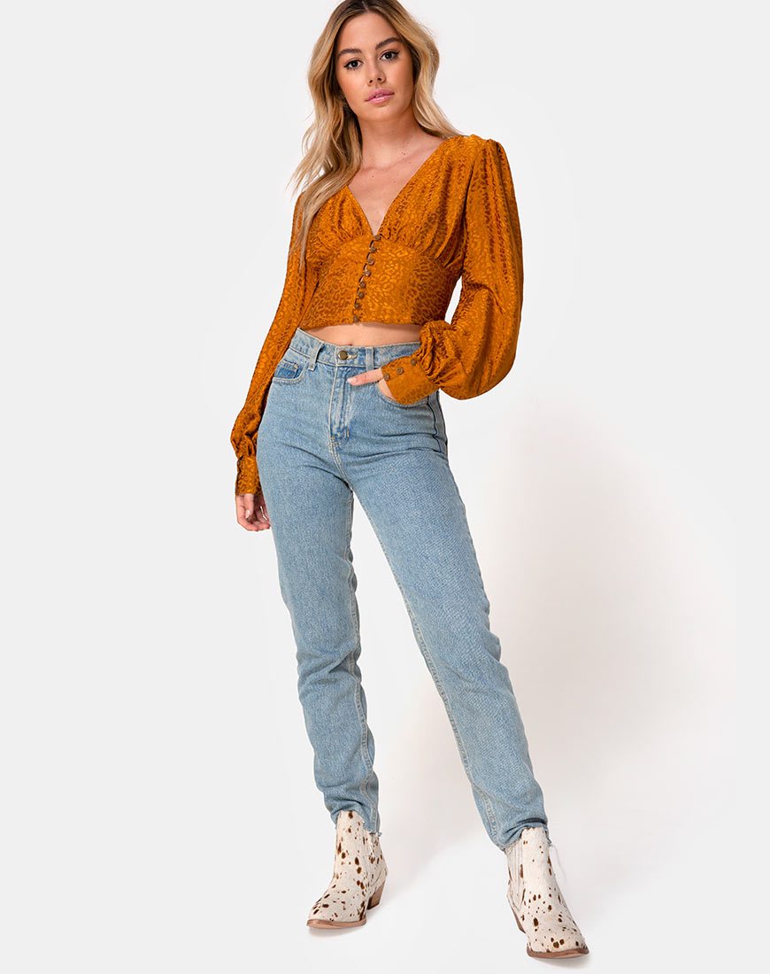 Image de Bina Crop Top in Satin Cheetah Gold