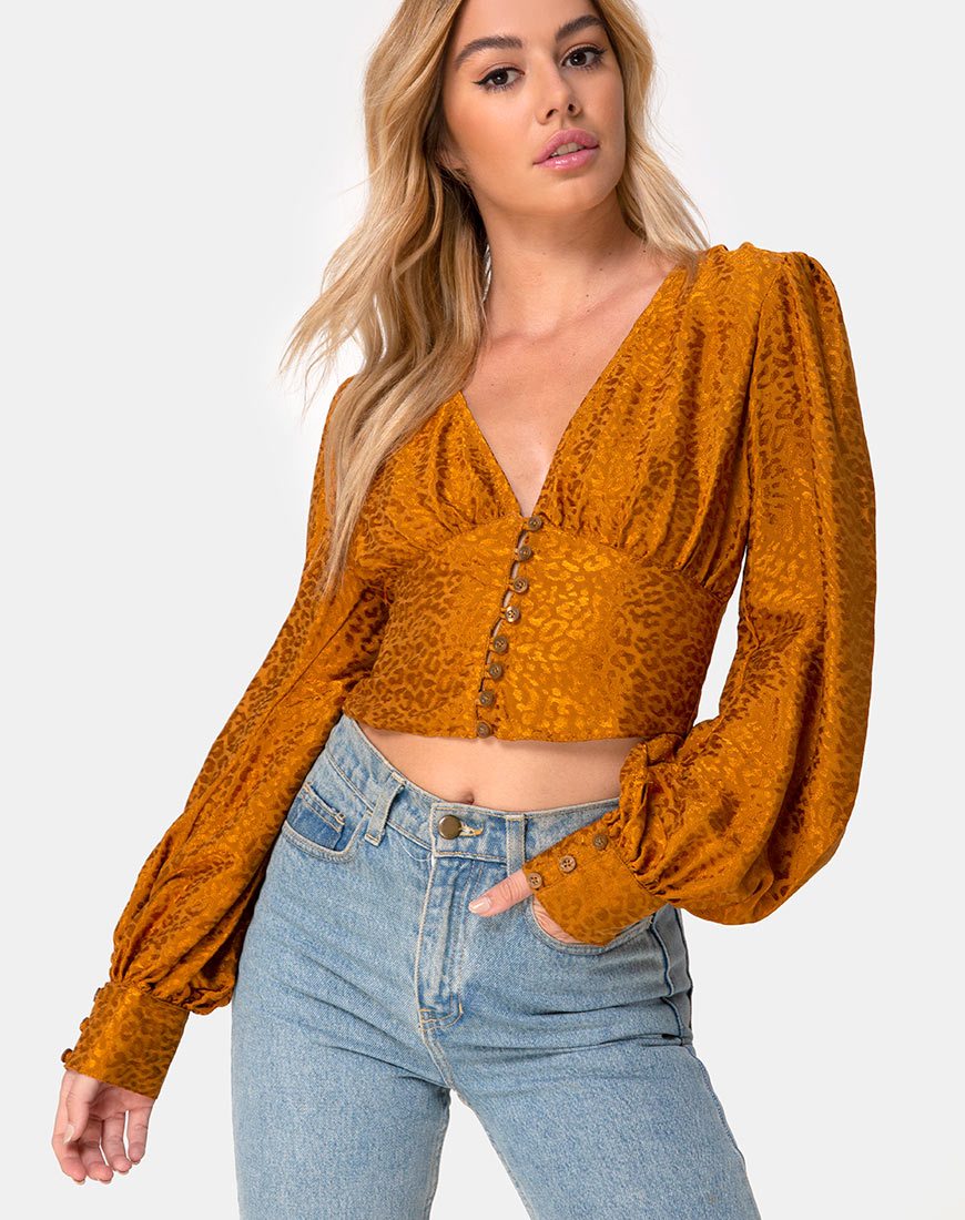 Top court Bina en satin Cheetah Gold